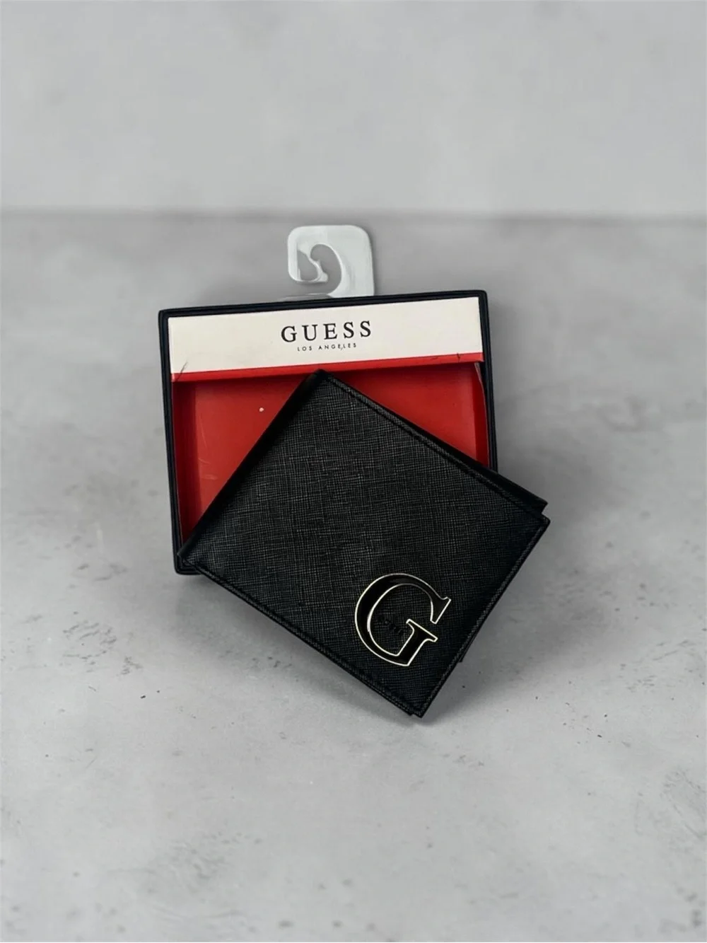GUESS Black Men's Bifold Wallet with Gold G Accent